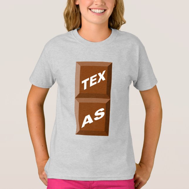 T-shirt cendre filles   TEXAS  CHOCOLAT (Frente)