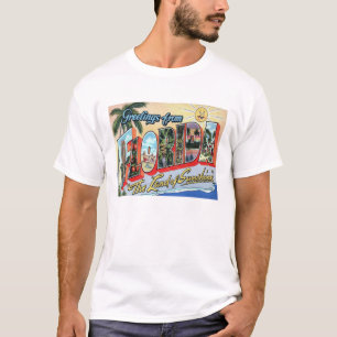 T-shirt cénico das letras do vintage de Florida