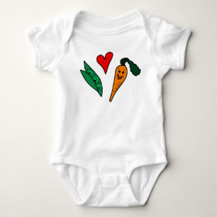 T-shirt Cenouras do amor das ervilhas, design verde e