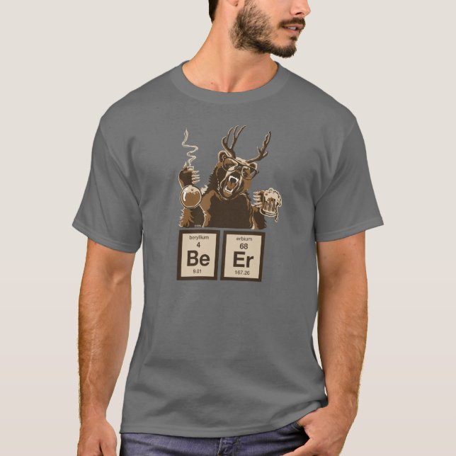 T-shirt Cerveja descoberta urso da química (Frente)