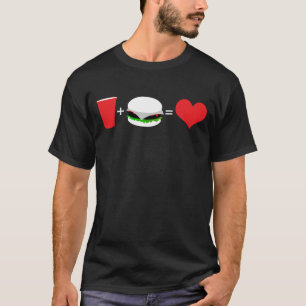 T-shirt cerveja + hambúrguer = amor