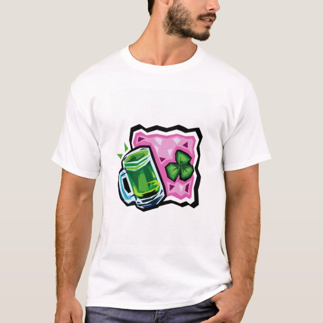 T-shirt Cerveja inglesa & trevo verdes (Frente)