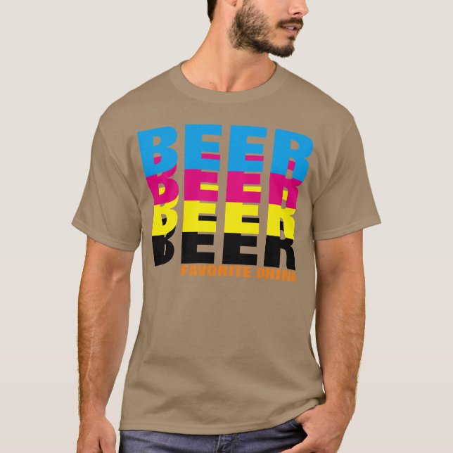 T-shirt CERVEJA nas cores CMYK, minha bebida favorita (Frente)