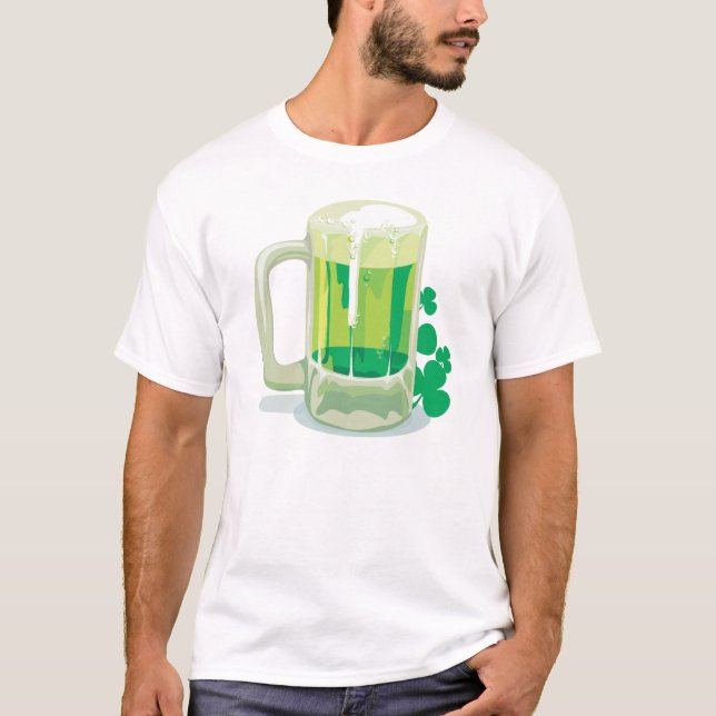 T-shirt Cerveja Verde e Shamrock (Frente)