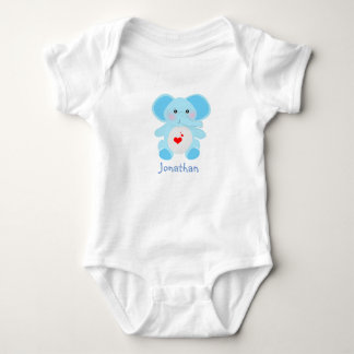 T-shirt Chá de fraldas Elefante Azul Adorável