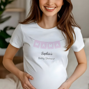 T-Shirt Chá de fraldas Pink Mama Papel Picado