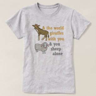 T-shirt Chalaça animal engraçada, girafa e carneiros
