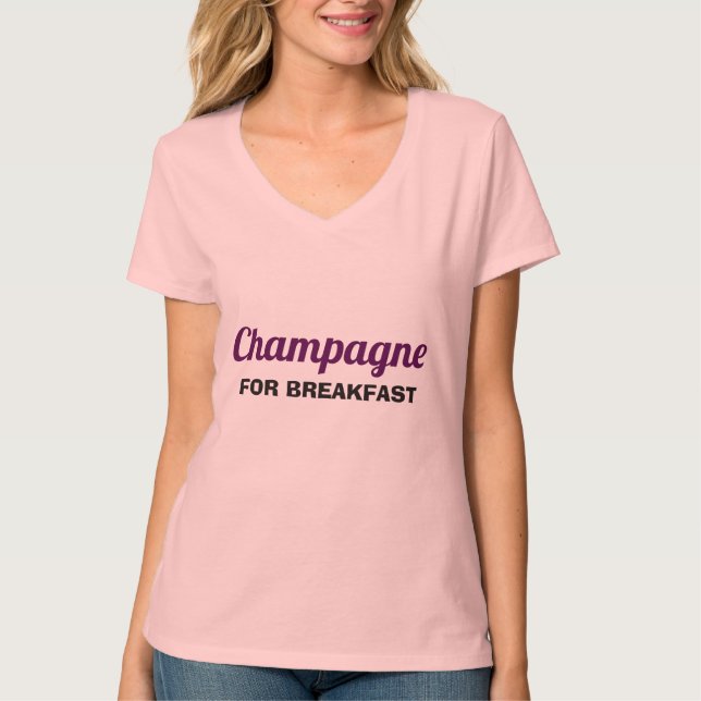 T-shirt Champagne para o pequeno almoço (Frente)