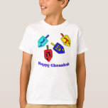 T-shirt Chanukah Dreidels<br><div class="desc">Um presente feliz de Chanukah,  com 4 sonhos com letras hebraicas que representam um milagre Excelente,  aconteceu lá!</div>