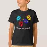 T-shirt Chanukah Dreidels<br><div class="desc">Um presente feliz de Chanukah que caracteriza 4 dreidels com letras hebréias que representam um grande milagre aconteceu lá!</div>