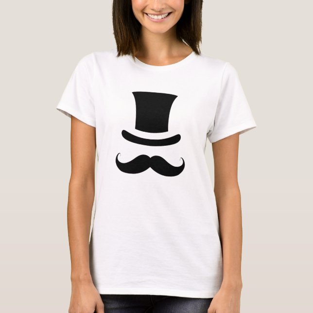 T-shirt Chapéu alto do bigode/Moustache (Frente)