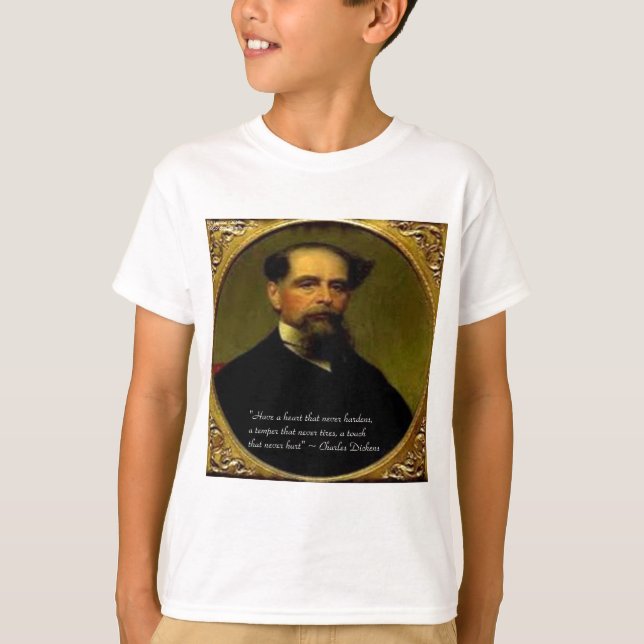 T-shirt Charles Dickens & Citação de Coração (Frente)
