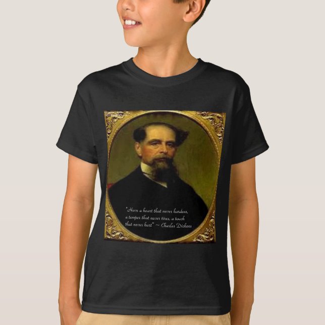T-shirt Charles Dickens & Citação de Coração (Frente)