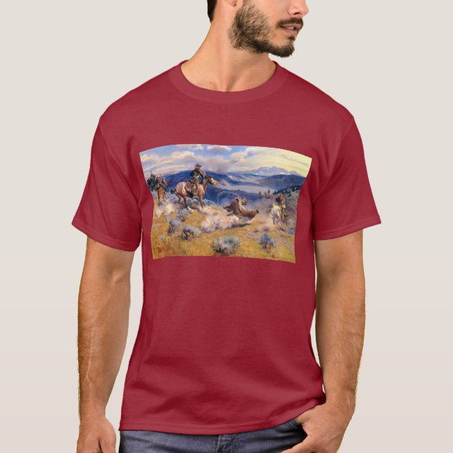 T-shirt Charles M. Russell's Loops e Swift Horses (1916) (Frente)
