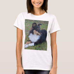 T-shirt cheio de assentamento de tom branco preto shp