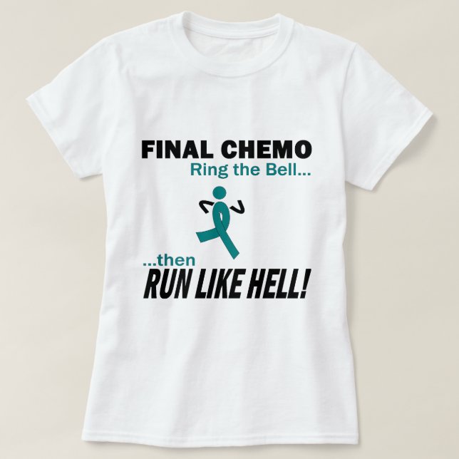 T-shirt Chemo final funciona muito - câncer de ovário (Frente do Design)
