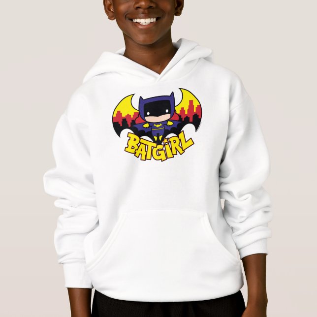 T-shirt Chibi Batgirl Com Skyline & Logo Gotham (Frente)