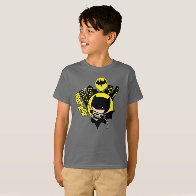T-shirt Chibi Batman Escalando A Cidade (Frente Completa)