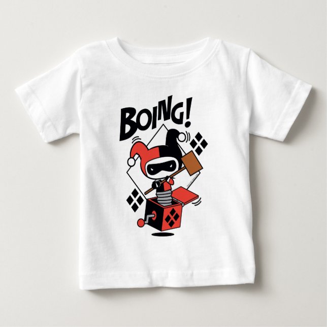 T-shirt Chibi Harley-Quinn-In-A-Box Com Martelo (Frente)