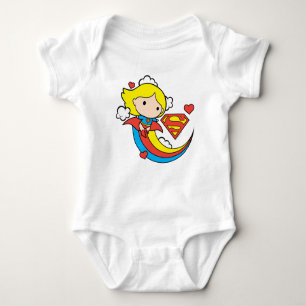 T-shirt Chibi Supergirl Flying Rainbow
