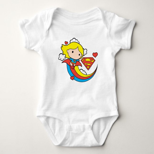 T-shirt Chibi Supergirl Flying Rainbow (Frente)
