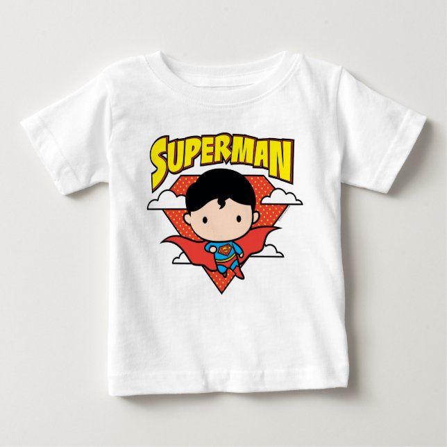T-shirt Chibi Superman Bolinhas Shield e Nome (Frente)