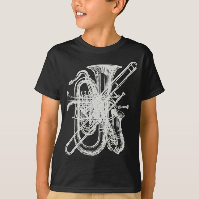 T-shirt Chifres da "prata" - instrumentos de vento (Frente)