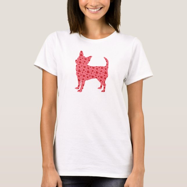 T-shirt Chihuahua dos corações dos namorados (Frente)