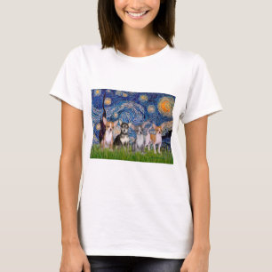 T-shirt Chihuahuas (quatro) - Noite Estrelada