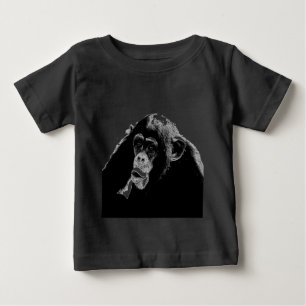 T-shirt Chimpanzé Branco Preto