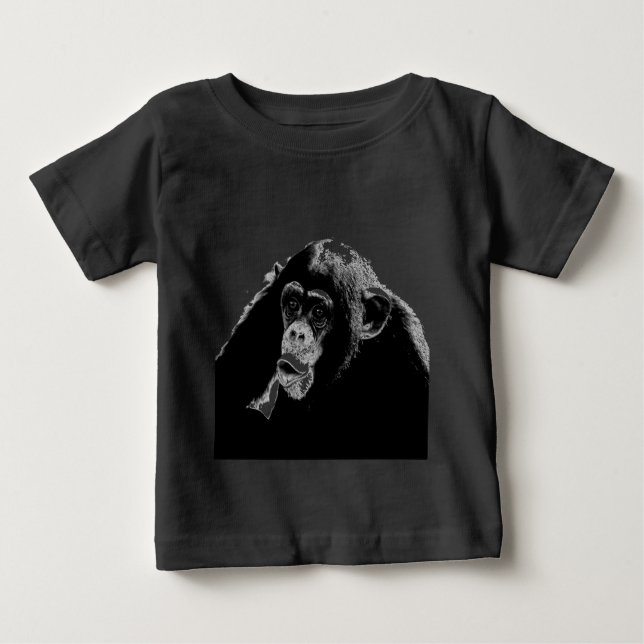 T-shirt Chimpanzé Branco Preto (Frente)