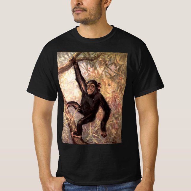T-shirt Chimpanzé Macaco por Swan CE, Animais Selvagens Vi (Frente)