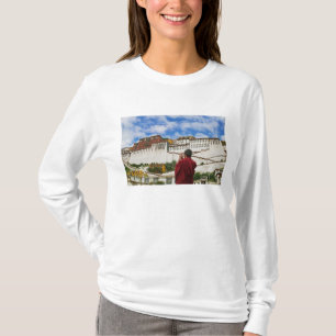 T-shirt China, Tibete, Lhasa, monge tibetano com Potala
