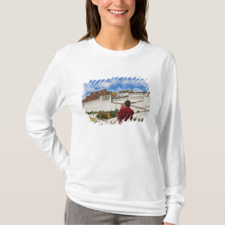 T-shirt China, Tibete, Lhasa, monge tibetano com Potala