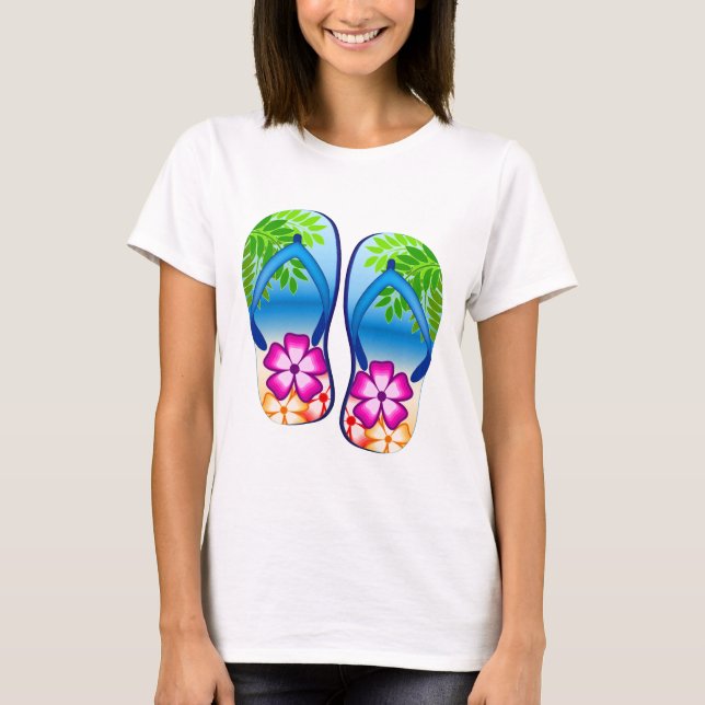 T-shirt Chinelos tropicais (Frente)