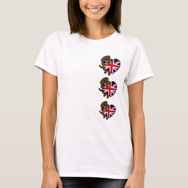 T-shirt Chocolate Labrador British Heart (Frente)