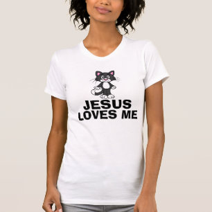 T-shirt Christian Cat T-shirts, JESUS AMA-ME Kitten