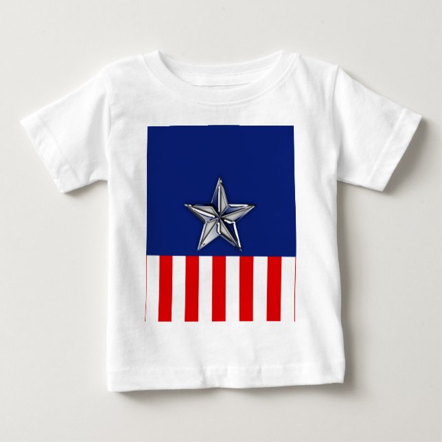T-shirt Chrome Como Estrela em Cores Patrióticas Festivas (Frente)