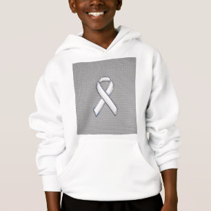 T-shirt Chrome White Ribbon Awarness Decor de fibra de car