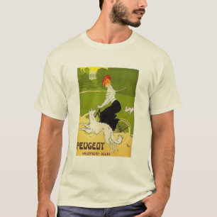 T-shirt Ciclo Anel de Mulher de Peugeot Vintage com Cachor