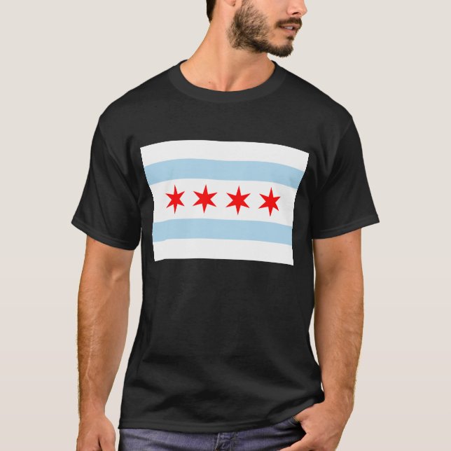 T-shirt Cidade de Chicago Flag Souvenir (Frente)