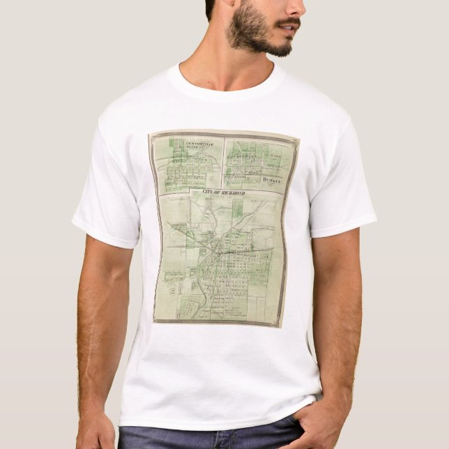 T-shirt Cidade de Richmond, Wayne Co com Centreville (Frente)