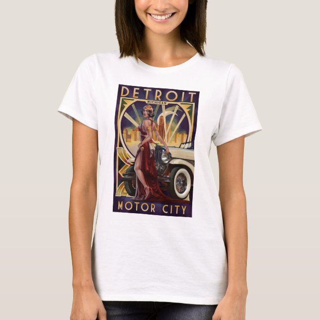 T-shirt Cidade do motor de Detroit, Michigan | (Frente)