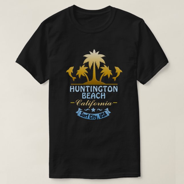 T-shirt Cidade do surf de Huntington Beach, CA (Frente do Design)