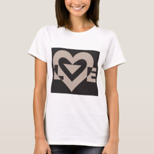T-shirt Cinza de amor em preto