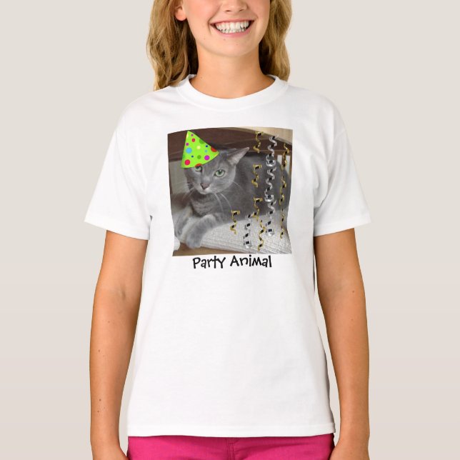 T-shirt Cinza de Cat Party (Frente)