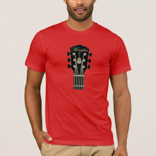 T-shirt Cinza do preto da guitarra de Memphis no vermelho