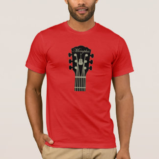 T-shirt Cinza do preto da guitarra de Memphis no vermelho