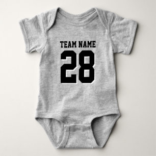 T-shirt Cinza e Negra Futebol Jersey Sports Baby Romper