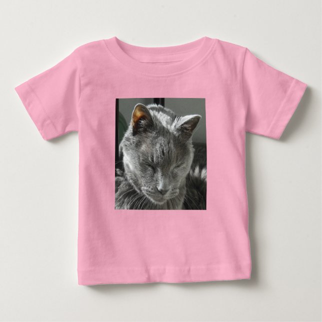 T-shirt Cinza Gato Criança Onsie (Frente)